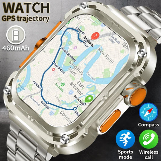 LIGE New 2.1" Ultra HD NFC Bluetooth Call Smart Watch Men Compass GPS Track 460mAH Battery Waterproof Watches For Android IOS