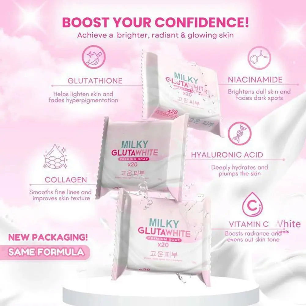 1/3PCS Korean MILKY GLUTAWHITE Premium Soap 70g Deep Cleansing Nourishing Rich Foam Soap Efficient Body Face Cleansing Care