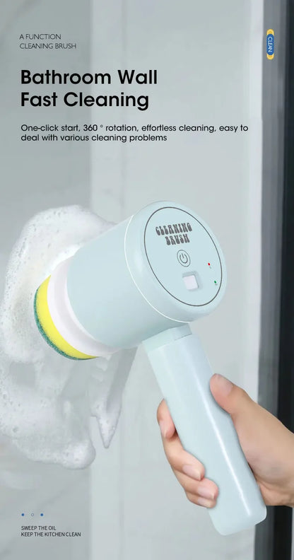 2025 Cordless Electric Spin Scrubber - 5 Brush Heads, IPX7 Waterproof, Rechargeable Bathroom Cleaner for Tile/Shower/Grout