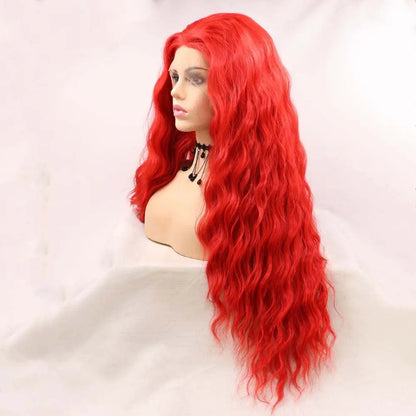 Sylvia Wigs Light Red Synthetic Red Lace Front Wigs For Women Long Loose Wave Wigs Heat Resistant Fiber Long Red Wig Coplay Wigs
