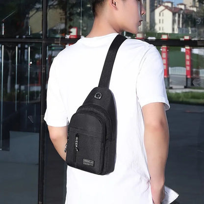 Men's Bag Solid Color Men's Chest Bag Outdoor Casual Fashionable Small Satchel Canvas Handbag Zipper Messenger Fashion Bags