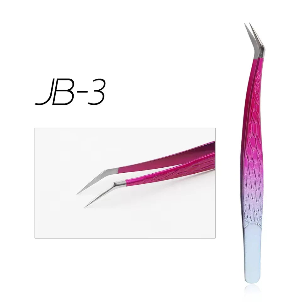 GEMERRY 1 Pcs Pink Gradient Angel Eyelash Tweezers Fiber Tips High Precision Professional Stainless Steel Tool
