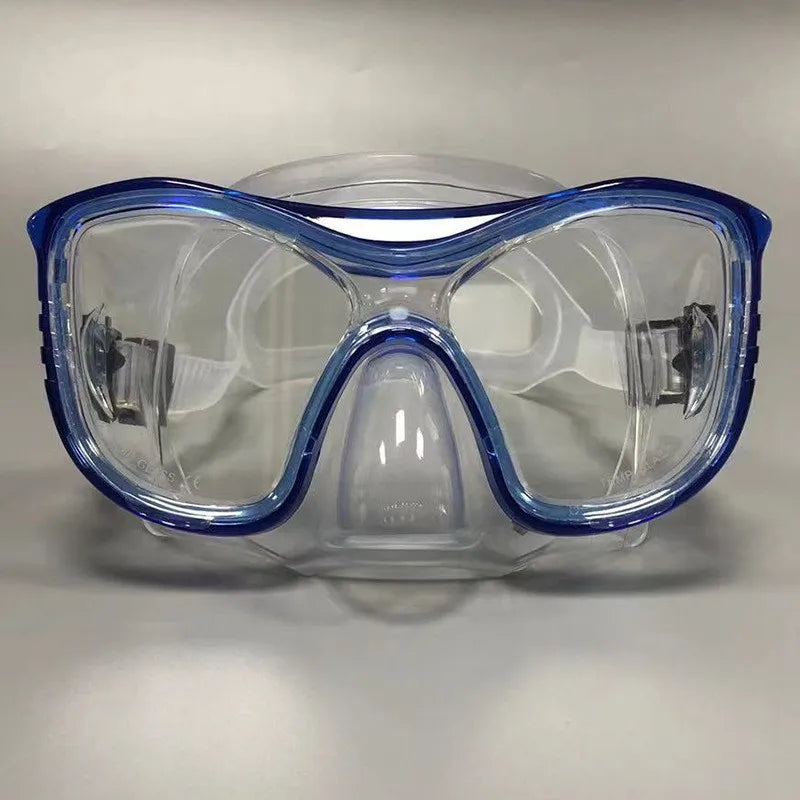 Large-Frame Diving Goggles Set: Silicone, Wide View, Tempered Glass