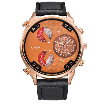 Original XINEW Brand Men Watches Black Boys Fashion Leather Band Gifts Quartz Watch Relogio Masculino Montre Homme Reloj Hombre
