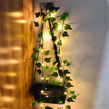 Solar 2M/5M/10M Flower Green Leaf String Light Artificial Vine Fairy Light Tree Eave Garland Light for Party Wedding Home Decor