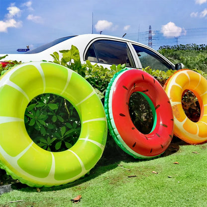 Watermelon Swim Ring Inflatable Float Backyard Pool Float Circle For Adult Children Summer Water Sports Outdoor Game