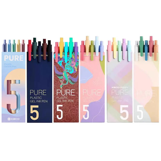5Pcs New 2025 Kaco Sunrise Impression Cute Colors Gel Pens 0.5mm Retractable Kawaii Pen Stationery for Kids School Supplies