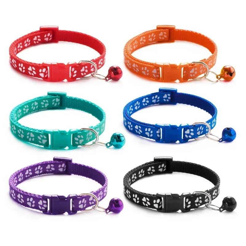 1/3/6/12/18Pcs Hot Pet Cat Bell Collar Dog Print Cat Collar Multi-Color Optional Necklace Ring Cat Rope Collar Pet Supplies