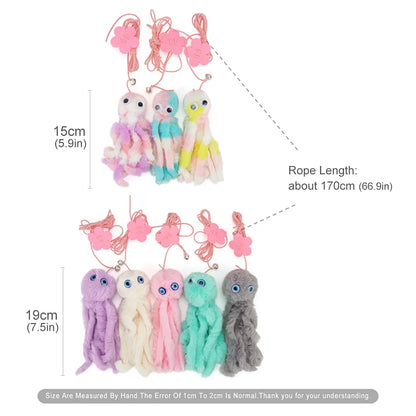 Small Octopus Cat Toy Suction Cup Hanging Cat Toy Squid Retractable Hanging Door Pet Supplies Self-hey Interactive