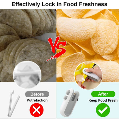 Mini Heat Sealer 2 in 1 Rechargeable HandheldBag Sealer With Cutter Magnet Bag Resealer Machine for Plastic Bags Snack Bags