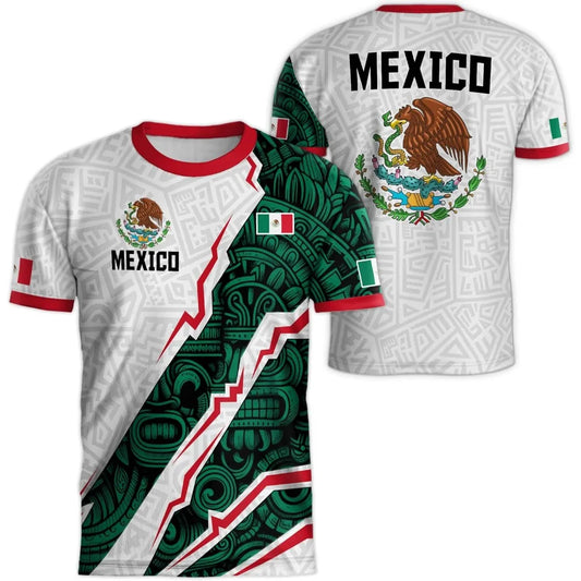 Mexico National Flag Print T Shirt For Men Funny 3D Eagle Pattern Short Sleeve Tees Outdoor Football Sports Clothing Casual Tops