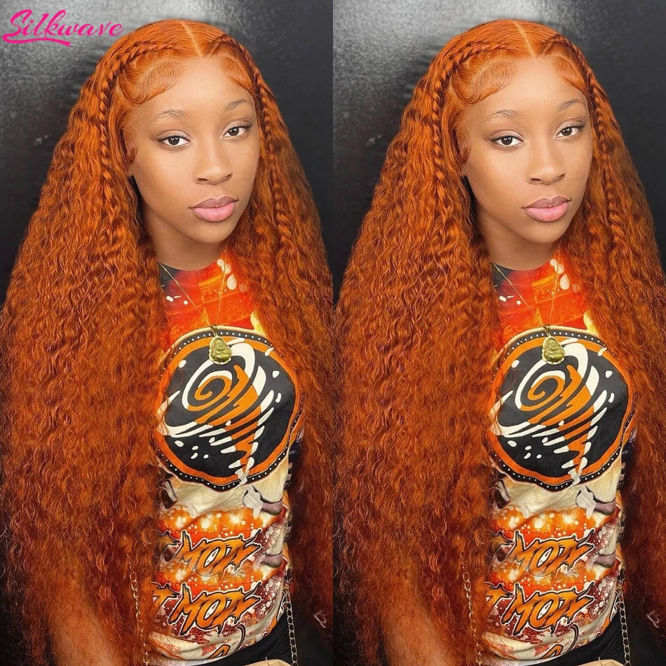Silkwave Water Wave 13x4 Orange Ginger Lace Front Wig Curly Human Hair Wigs 30 Inch Deep Wave 13x6 HD Lace Frontal Wig For Women