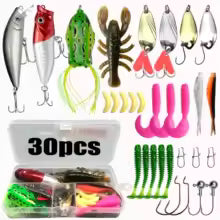 30 pcs Fishing Lures Set Soft Hard Baits Metal Jig Spoon Gear Layered For Bass Pike Crankbait Tackle Accessories
