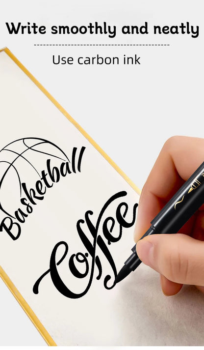 4 Pcs Black Hand Lettering Calligraphy Pen Set Drawing Writing Learning Fine Brush Markers Art Supplies Manga Pen