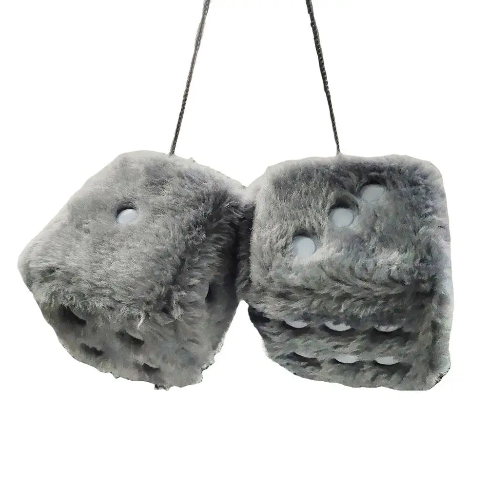 Big Long Hair Hot Stamping Dot Dice Plush Toy Cube Pendant Car Ornament Sieve Anime Car Decoration Accessories Auto Pendant
