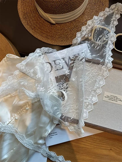 2025 HOT SALE! Y2K Women Lace Tulle Bandage Skirt Stacked Lace Half Skirt Layering Small Butt Curtain Flower Triangle Hair Scarf
