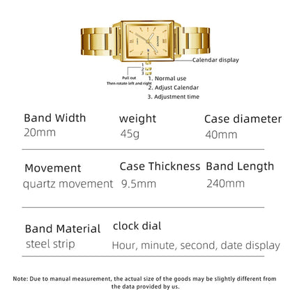 Fashion Mens Business Watches for Men Rectangle Stainless Steel Quartz Wrist Watch Man Casual Leather Watch relogio masculino