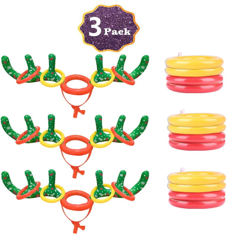 1/2/3pcs Inflatable Reindeer Antler Ring Toss Game Christmas Family Holiday Party Games Outdoor Indoor Ring Toss Xmas Gifts Toys