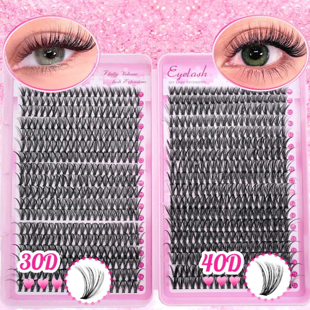 600pcs Colorful Lashes Cluster Eyelash Book Clusters Extensions, 9-16mm mix Individual Lash DIY at Home Makeup Tool