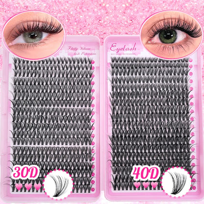 600pcs Colorful Lashes Cluster Eyelash Book Clusters Extensions, 9-16mm mix Individual Lash DIY at Home Makeup Tool