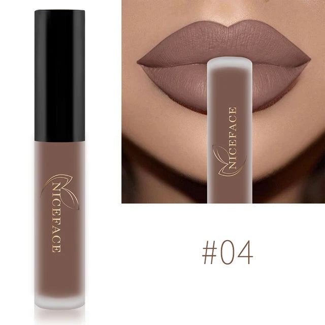 NICEFACE Nude Matte Liquid Lipsticks Waterproof Long Lasting Lip Gloss Sexy Red Velvet Lip Tint Women Makeup Cosmetics Batom