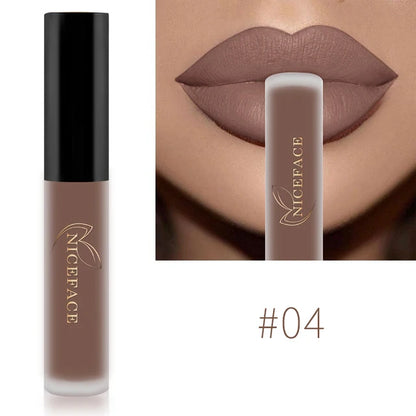 NICEFACE Nude Matte Liquid Lipsticks Waterproof Long Lasting Lip Gloss Sexy Red Velvet Lip Tint Women Makeup Cosmetics Batom