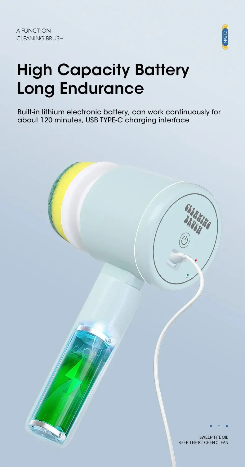 2025 Cordless Electric Spin Scrubber - 5 Brush Heads, IPX7 Waterproof, Rechargeable Bathroom Cleaner for Tile/Shower/Grout