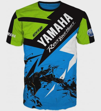 2025 new 3D printed Yamaha motorcycle off-road fashionable T-shirt, suitable for extreme sports adventure men's and women's T-sh