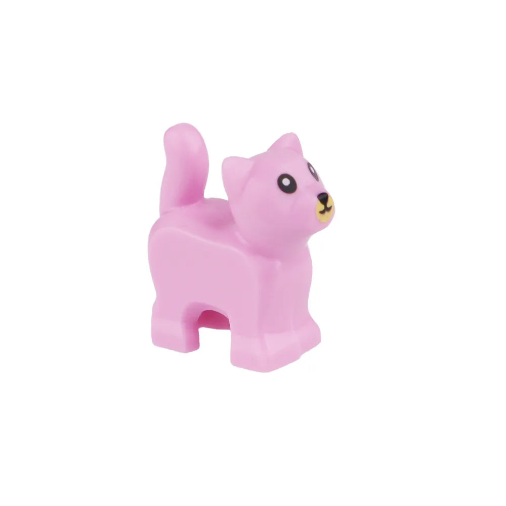 City Animal Zoo Farm Series Building Blocks Street View Panda Brown Bear Cat Pig Long Wool Sheep Cow Cattle Pet Bricks Toys Kids