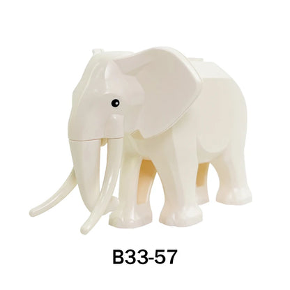 City Animal Zoo Farm Series Building Blocks Street View Panda Brown Bear Cat Pig Long Wool Sheep Cow Cattle Pet Bricks Toys Kids