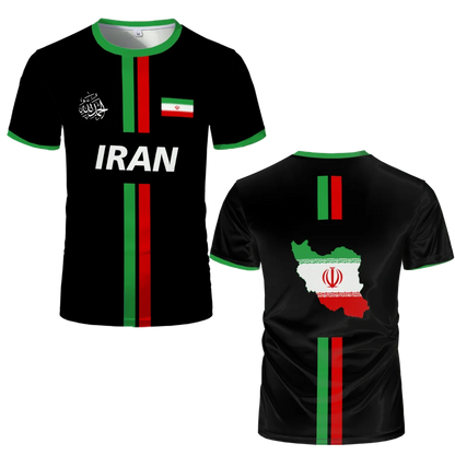 Summer New Iran Football Jersey Men's Surfing T-shirt Short Sleeve Tees Soccer Uniforms Casual Iranian Flag Graphic Sports Tops