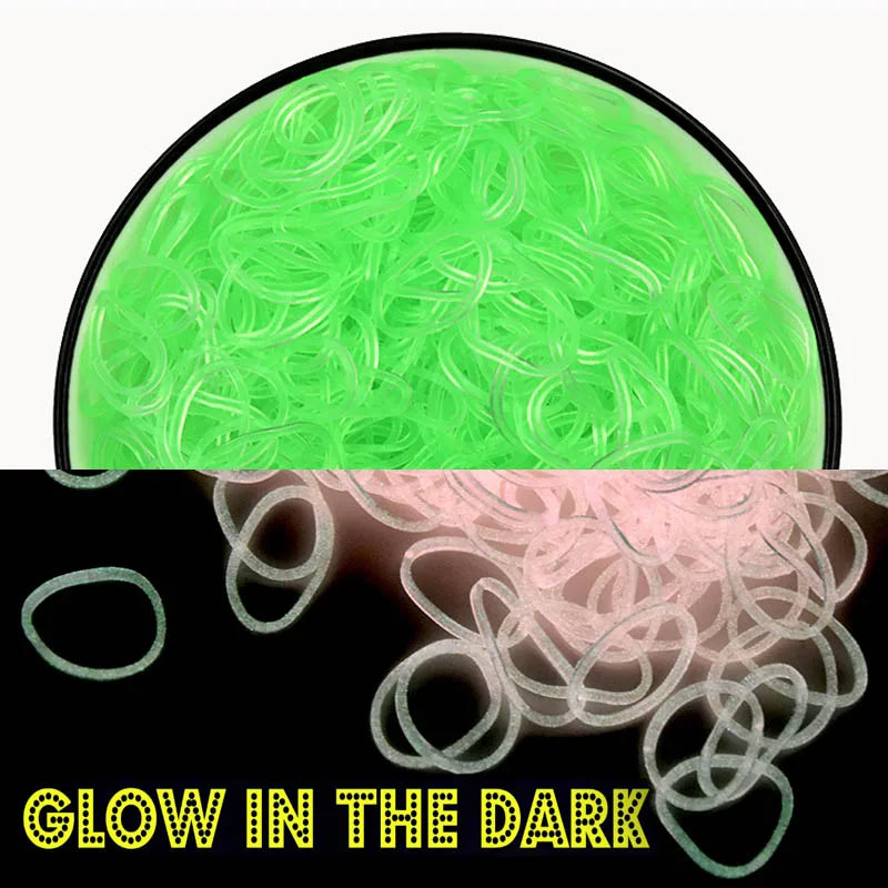 600Pcs New ColorTransparent  Fluorescence Glow Bracelets Making Supplies DIY Rubber Loom Bands Wrist Necklaces Child Party Toys