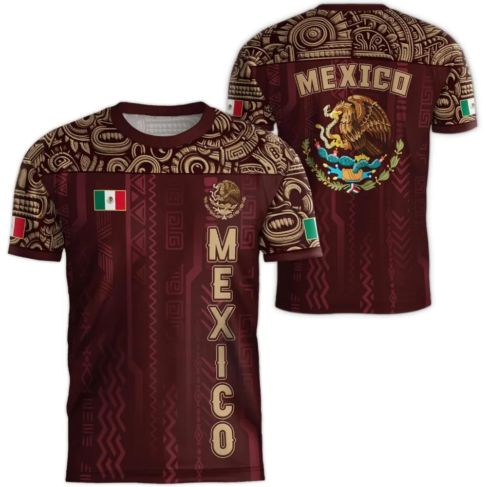 Mexico National Flag Print T Shirt For Men Funny 3D Eagle Pattern Short Sleeve Tees Outdoor Football Sports Clothing Casual Tops