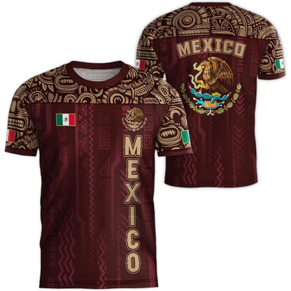 Mexico National Flag Print T Shirt For Men Funny 3D Eagle Pattern Short Sleeve Tees Outdoor Football Sports Clothing Casual Tops