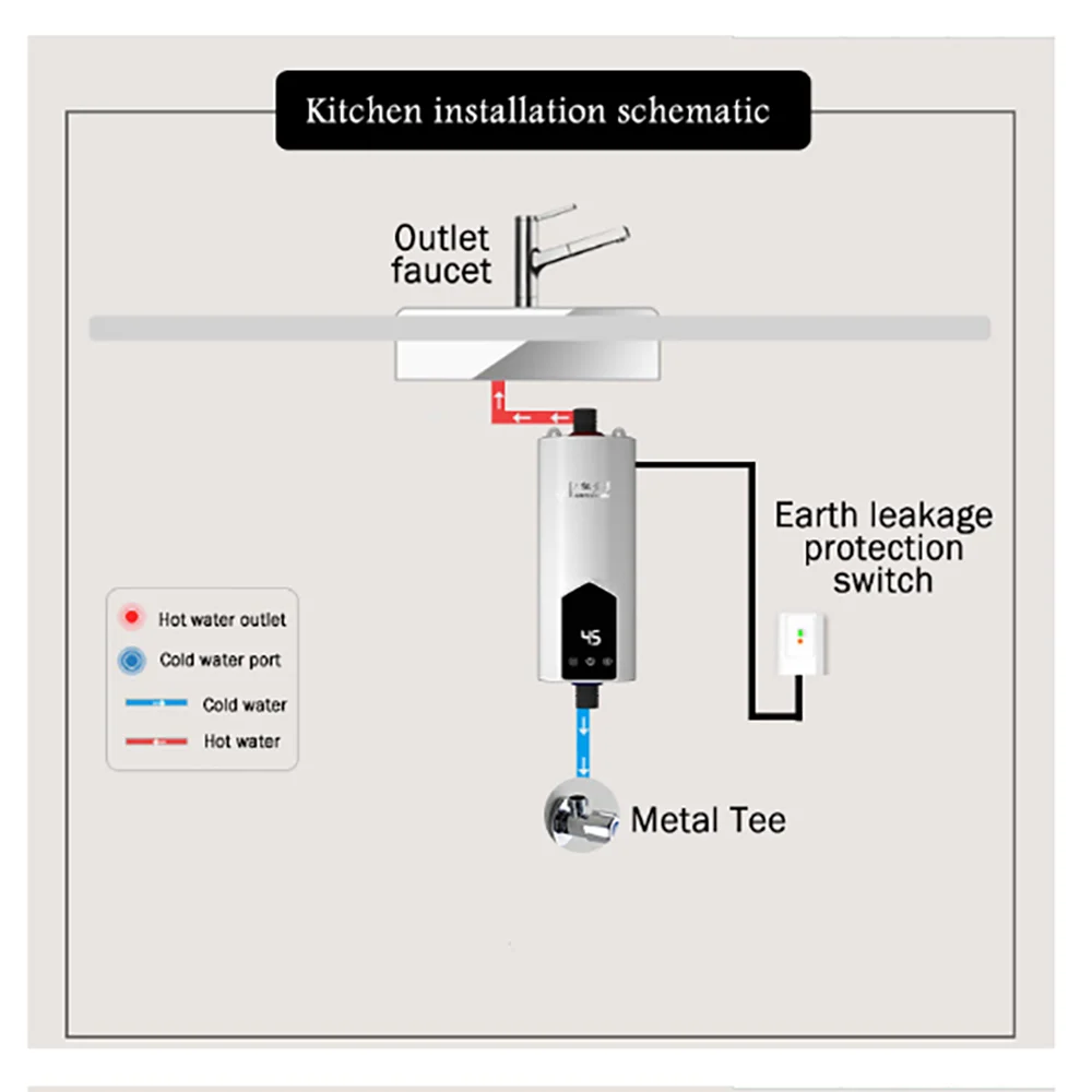5500W 220V 110V Electric Instant Water Heater Tankless Kitchen Home Bathroom Shower Fast Hot Water LCD Digital Display 히터 순간온수기