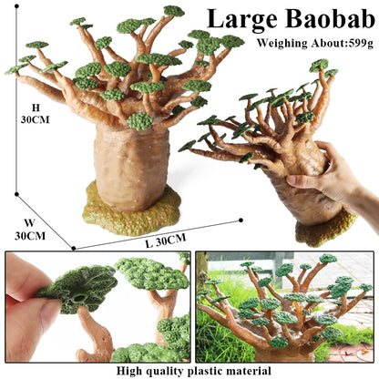 Oenux Simulation Home Decoration Stone Tree Stump Baobab Cacti Farm House Car Fence Accessory Animals Model Education Kids Toys