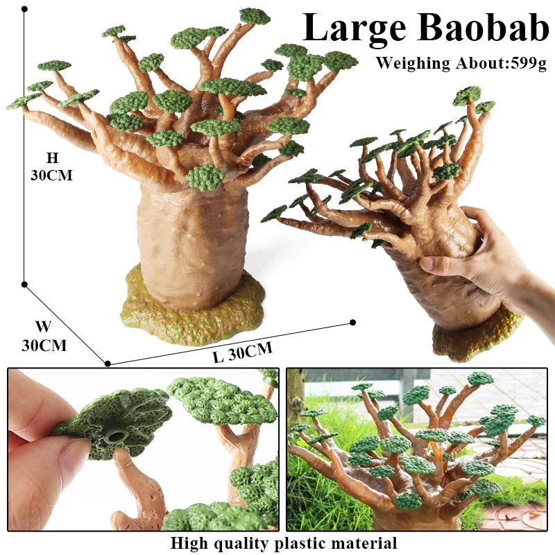 Oenux Simulation Home Decoration Stone Tree Stump Baobab Cacti Farm House Car Fence Accessory Animals Model Education Kids Toys
