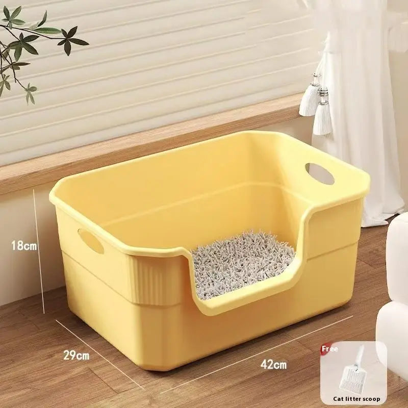 Open-Top Cat Potty Cat Garbage Odor-Resistant Bin Large Capacity Large Size Semi Enclosed Anti-Spla Cat Toilet Pet Supplies