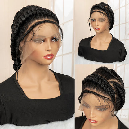 New Arrival Afro Bantu Braided Wigs Synthetic Full Lace Cornrow Box Braided Wigs Natural Handmade Braids Wig for Black Women