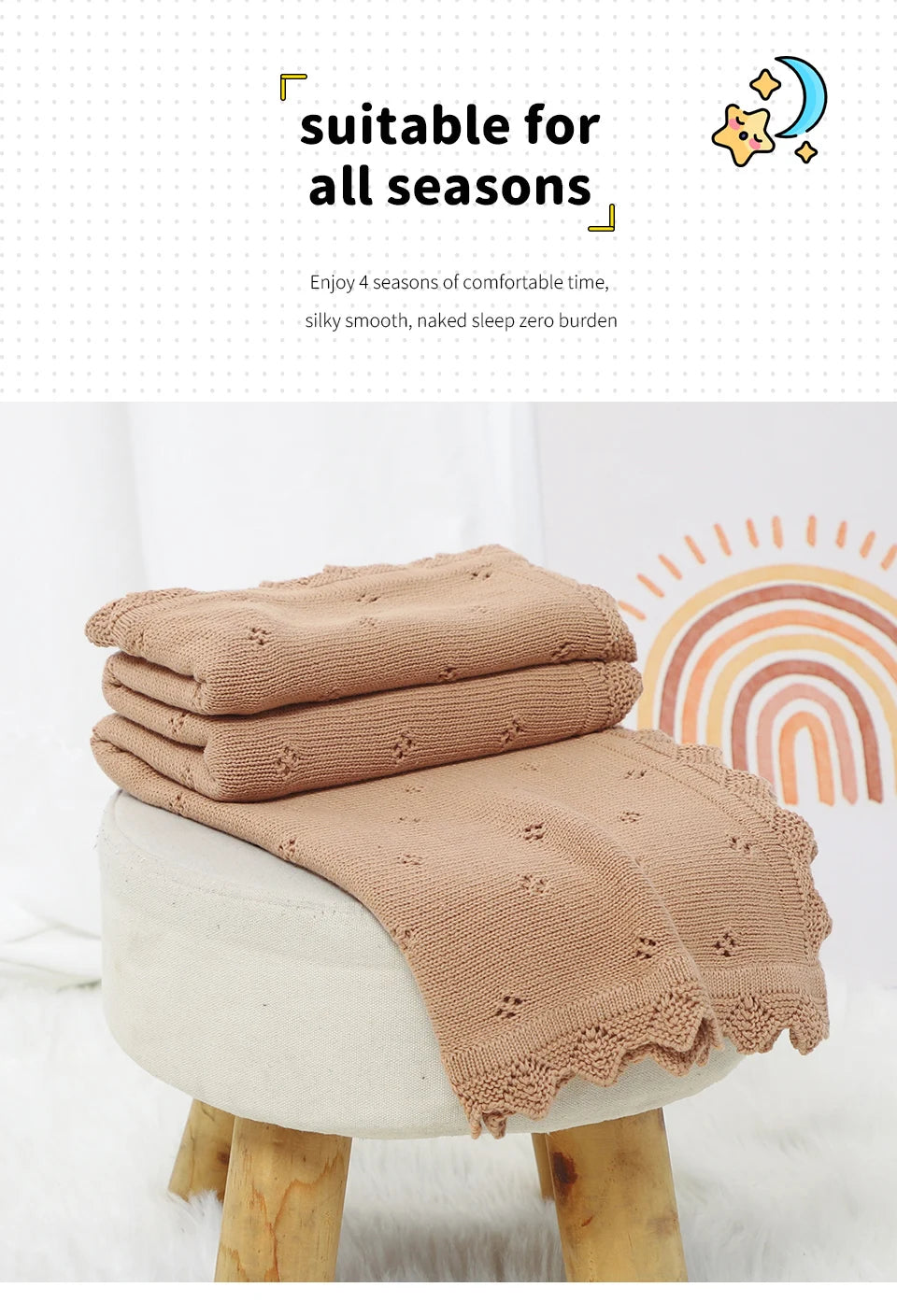 Baby Knitted Blankets Cotton 90*70cm Newborn Boy Girl Swaddle Wrap Best Comfort All Seasons Infant Unisex Stroller Bedding Cover