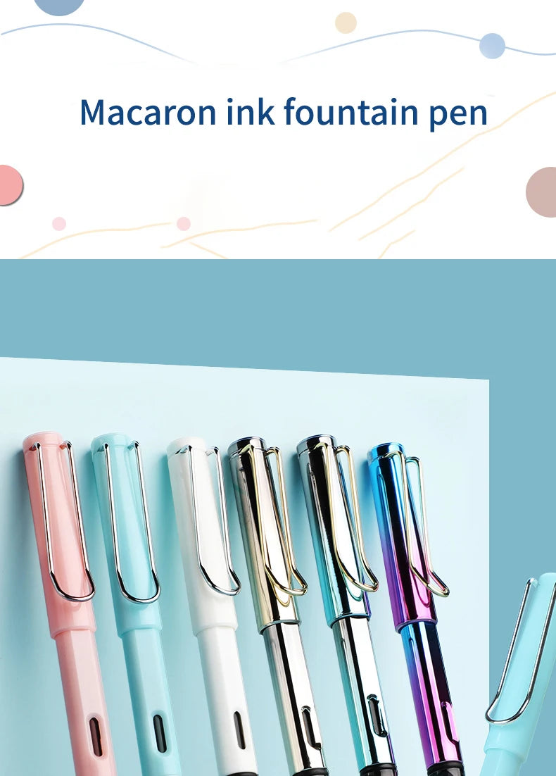 6pcs Calligraphy Pens With Replaceable Ink Bags 0.38mm Fine Dots to Improve Writing and Posture Practice