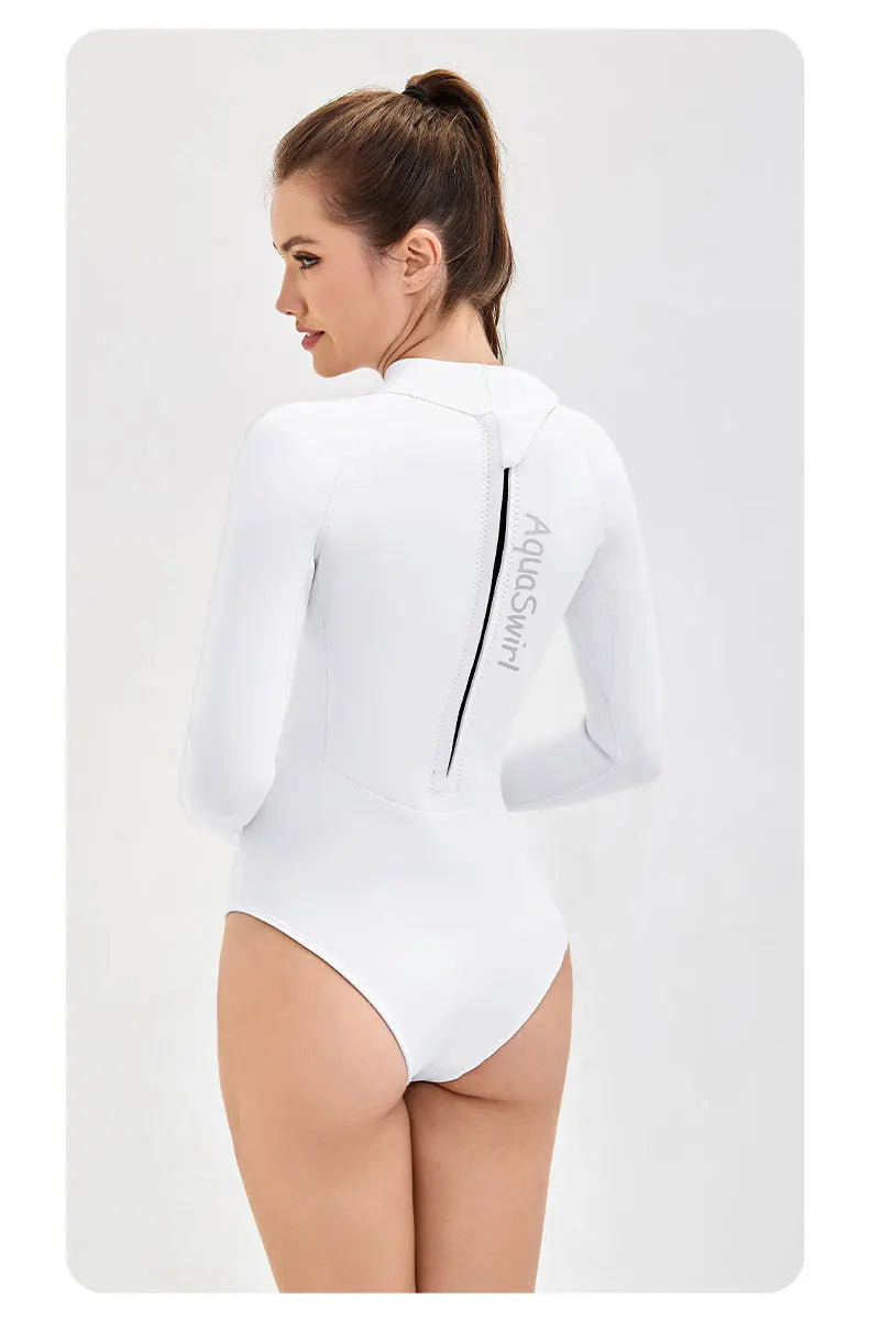 New CR Elastic Women 2.5mm Surfing Bikini Suit Keep Warm Swimwear One-piece Snorkeling Kayaking Scuba Dive White Wetsuit