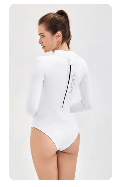 New CR Elastic Women 2.5mm Surfing Bikini Suit Keep Warm Swimwear One-piece Snorkeling Kayaking Scuba Dive White Wetsuit