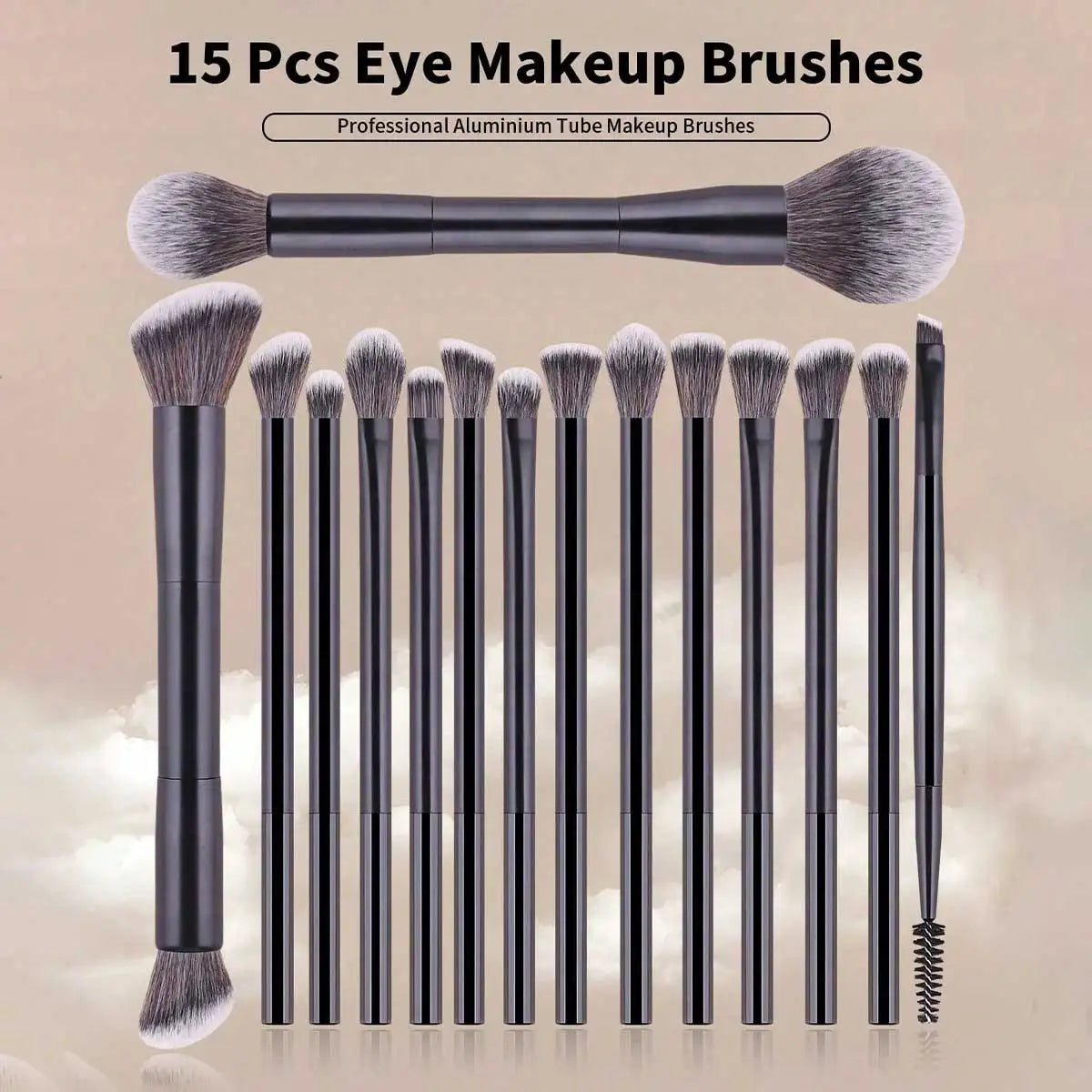22pcs Makeup Brush Set Including 20pcs Professional Aluminum Tube Makeup Brushes, 2pcs Air Cushion Puffs For Daily Use