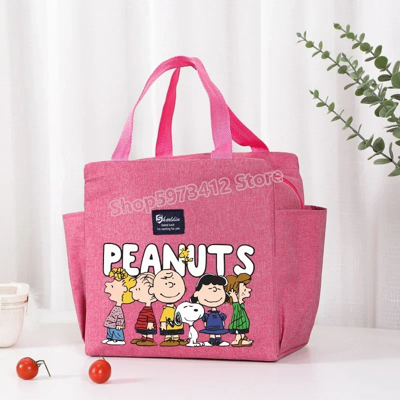 Snoopys Portable Lunch Drink Carrier Insulated Bag Fresh Cooler Pouch Food Thermal Box Tote Picnic Container Bags Cute Kids Gift