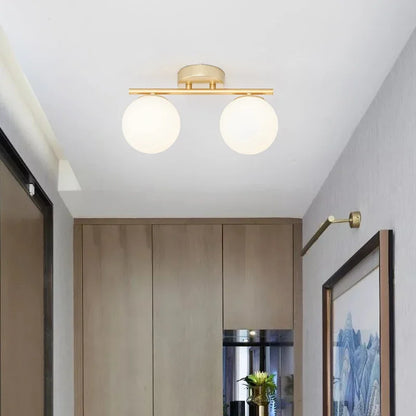 Modern LED Glass Ceiling Lights Full Copper Orb Glass Lamps Aisle Corridor Entry Living Rooms Bedrooms Home Decor Light Fixtures