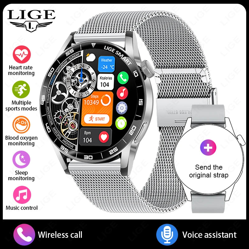 LIGE 2026 Voice Calling Smart Watch Men 1.38" HD IP68 Waterproof Sports Fitness Watches New Man Women Smartwatch For Android iOS