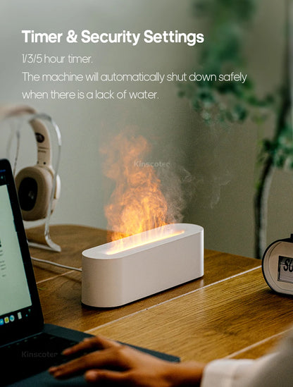 Simulated Flame Aromatherapy Diffuser USB Air Humidifier Desktop Purifier Supports Essential Oil Aroma Cool Mist Difusor