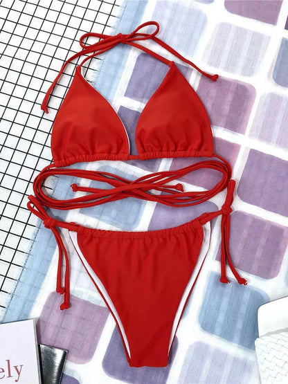 2026 Trikini Thong Bikini String Bandage Swimsuit Women Brazilian Swimwear Female Sexy Bathers Bathing Swimming Swim Suit
