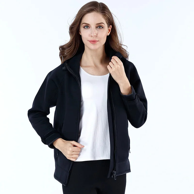 Unisex 2MM Neoprene Long Sleeves Jacket Hooded Cold and Waterproof Warm Top Windbreaker for Men and Women